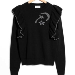 Paris Atelier Other Stories Black Silver Sweater Moon Shooting Star Halloween